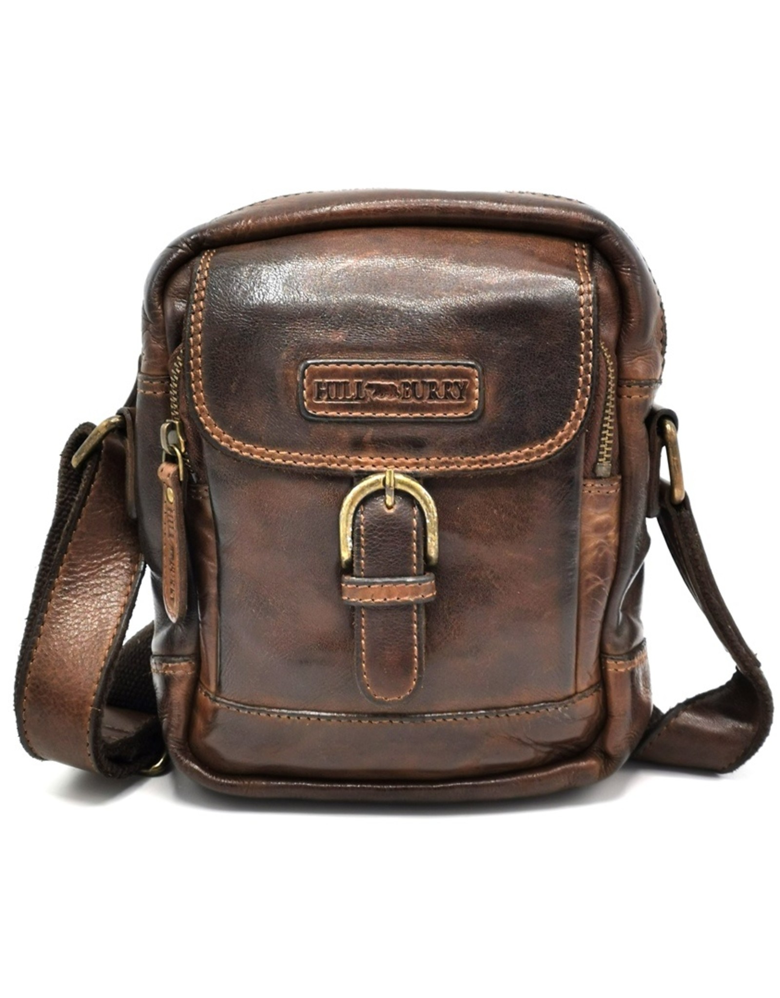 HillBurry Leather bags - HillBurry Shoulder Bag Washed Leather Small Size Choco brown