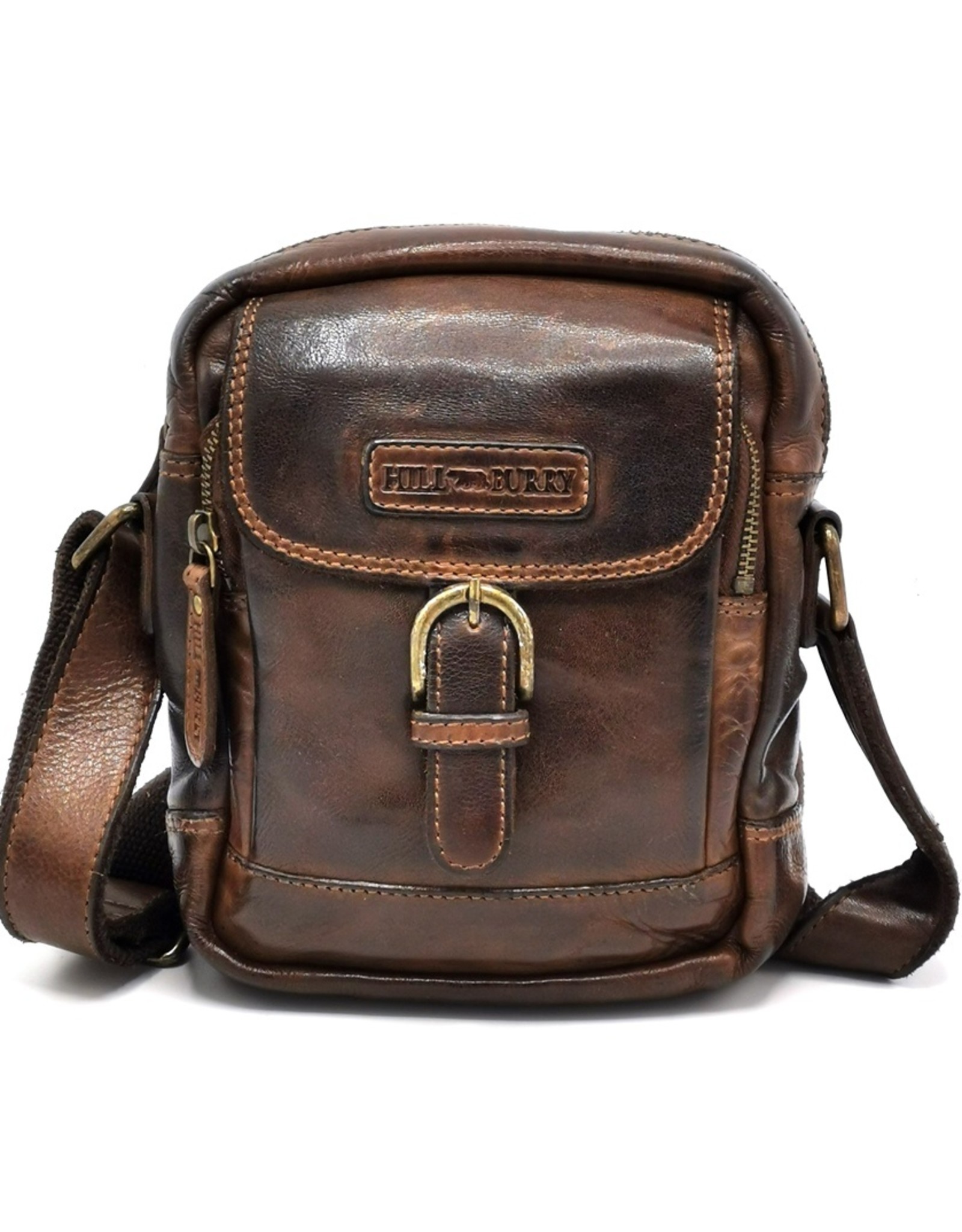 HillBurry Leather bags - HillBurry Shoulder Bag Washed Leather Small Size Choco brown