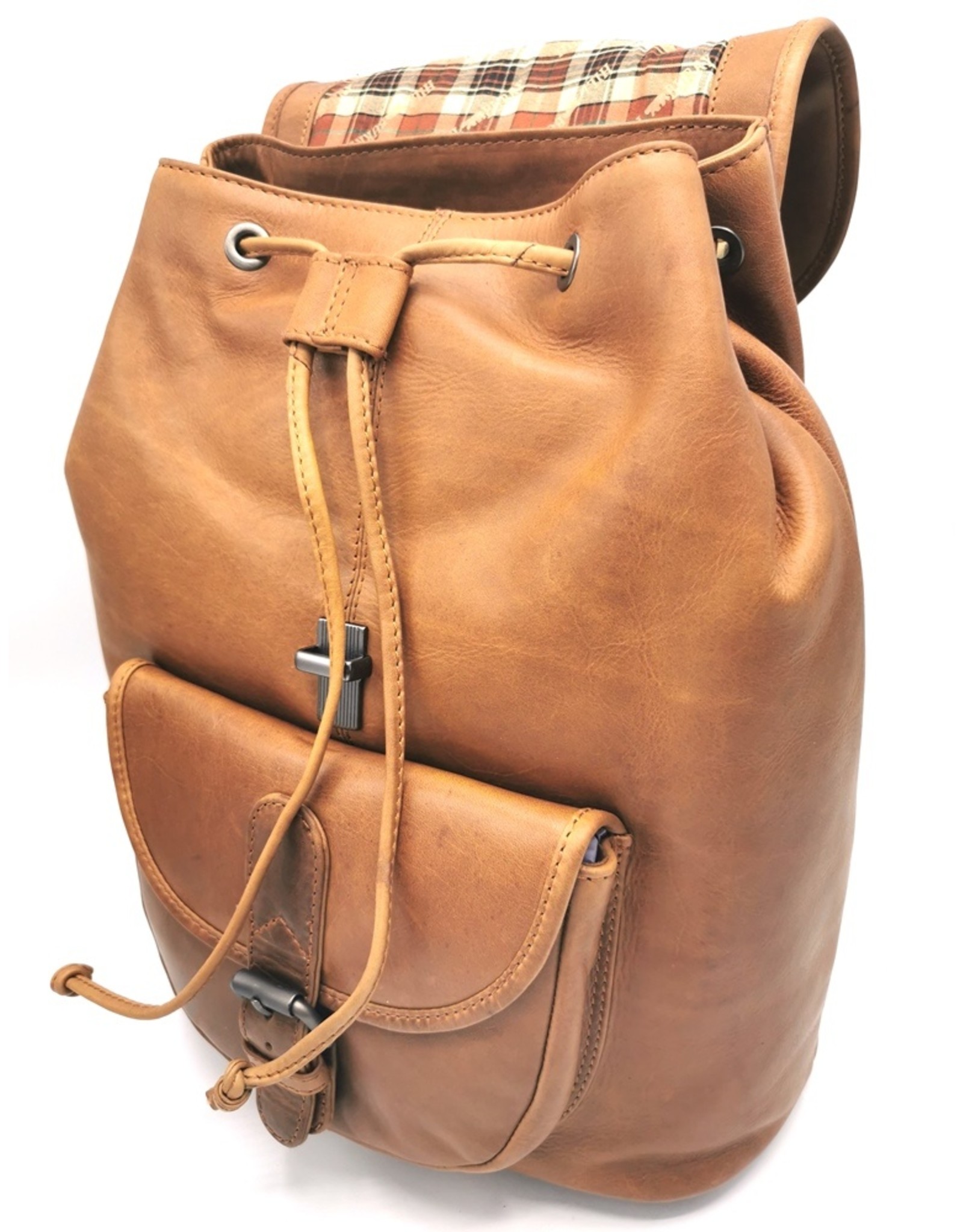 HillBurry Leather backpacks Leather shoppers - HillBurry Backpack with drawstring, flap and slide closure
