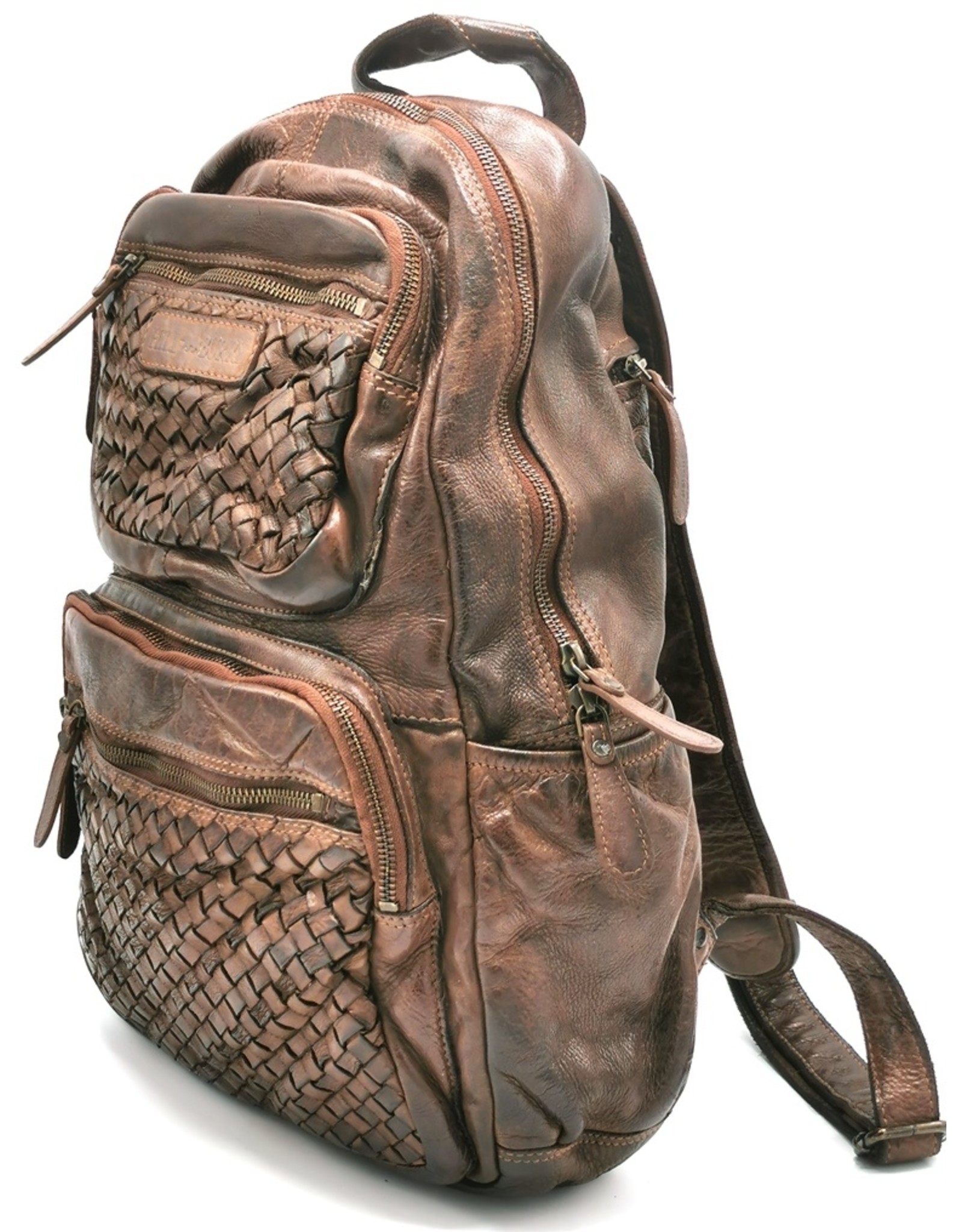 HillBurry Leather backpacks Leather shoppers - HillBurry Luxury Backpack with Wicker Washed Leather Brown