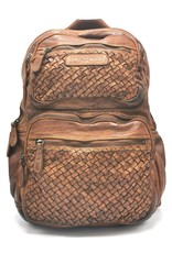 HillBurry Leather backpacks Leather shoppers - HillBurry Luxury Backpack with Wicker Washed Leather Tan