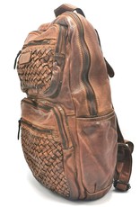 HillBurry Leather backpacks Leather shoppers - HillBurry Luxury Backpack with Wicker Washed Leather Tan