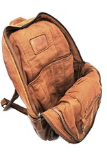 HillBurry Leren rugzakken Leren shoppers - HillBurry Luxe Rugzak met Vlechtwerk Gewassen leer Tan