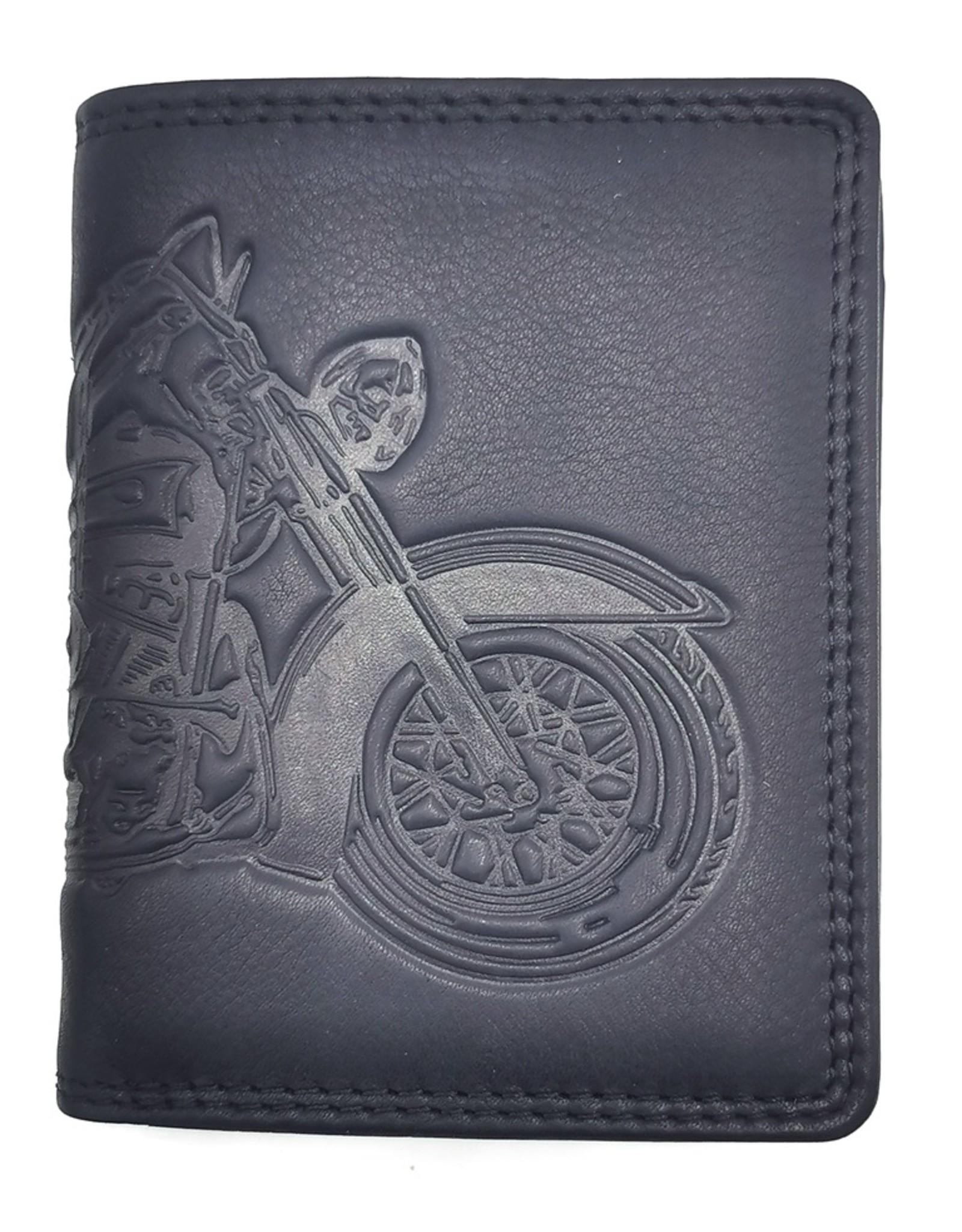 HillBurry Leather Wallets - HillBurry Leather wallet with embossed motorbike black