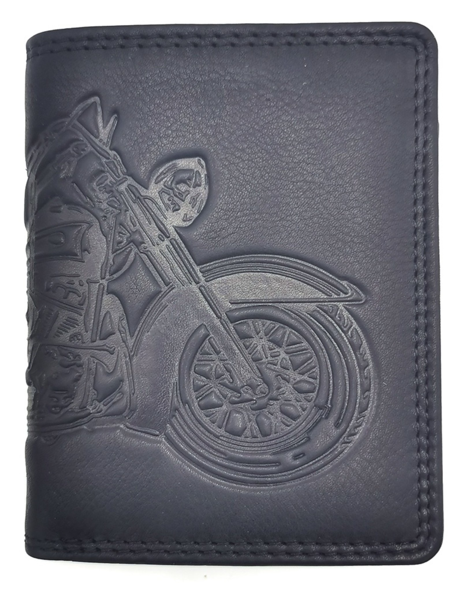 HillBurry Leather Wallets - HillBurry Leather wallet with embossed motorbike black