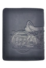 HillBurry Leather Wallets - HillBurry Leather wallet with embossed motorbike black