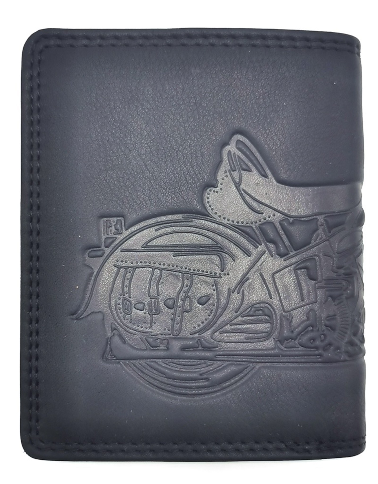 HillBurry Leather Wallets - HillBurry Leather wallet with embossed motorbike black