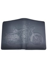 HillBurry Leather Wallets - HillBurry Leather wallet with embossed motorbike black