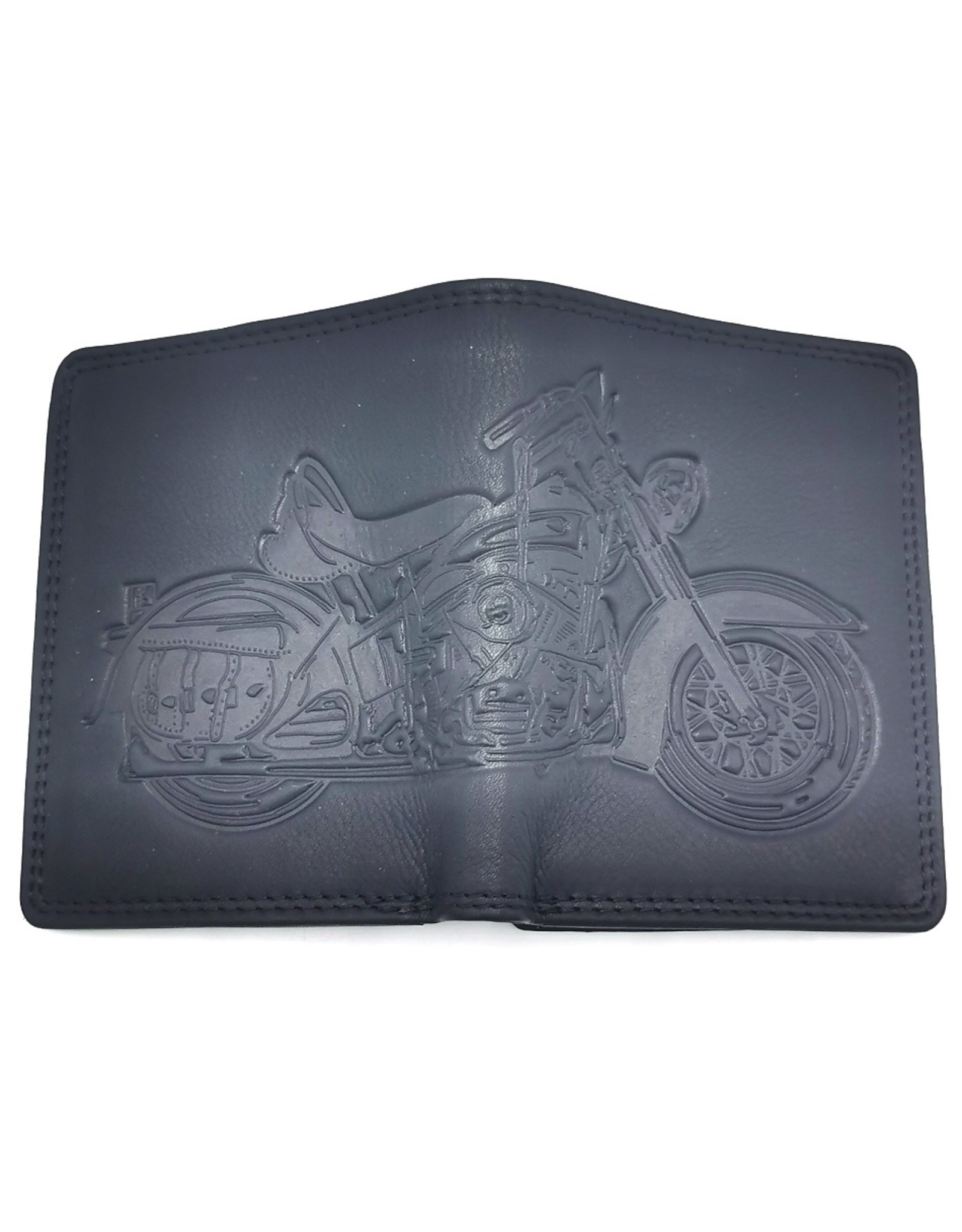 HillBurry Leather Wallets - HillBurry Leather wallet with embossed motorbike black