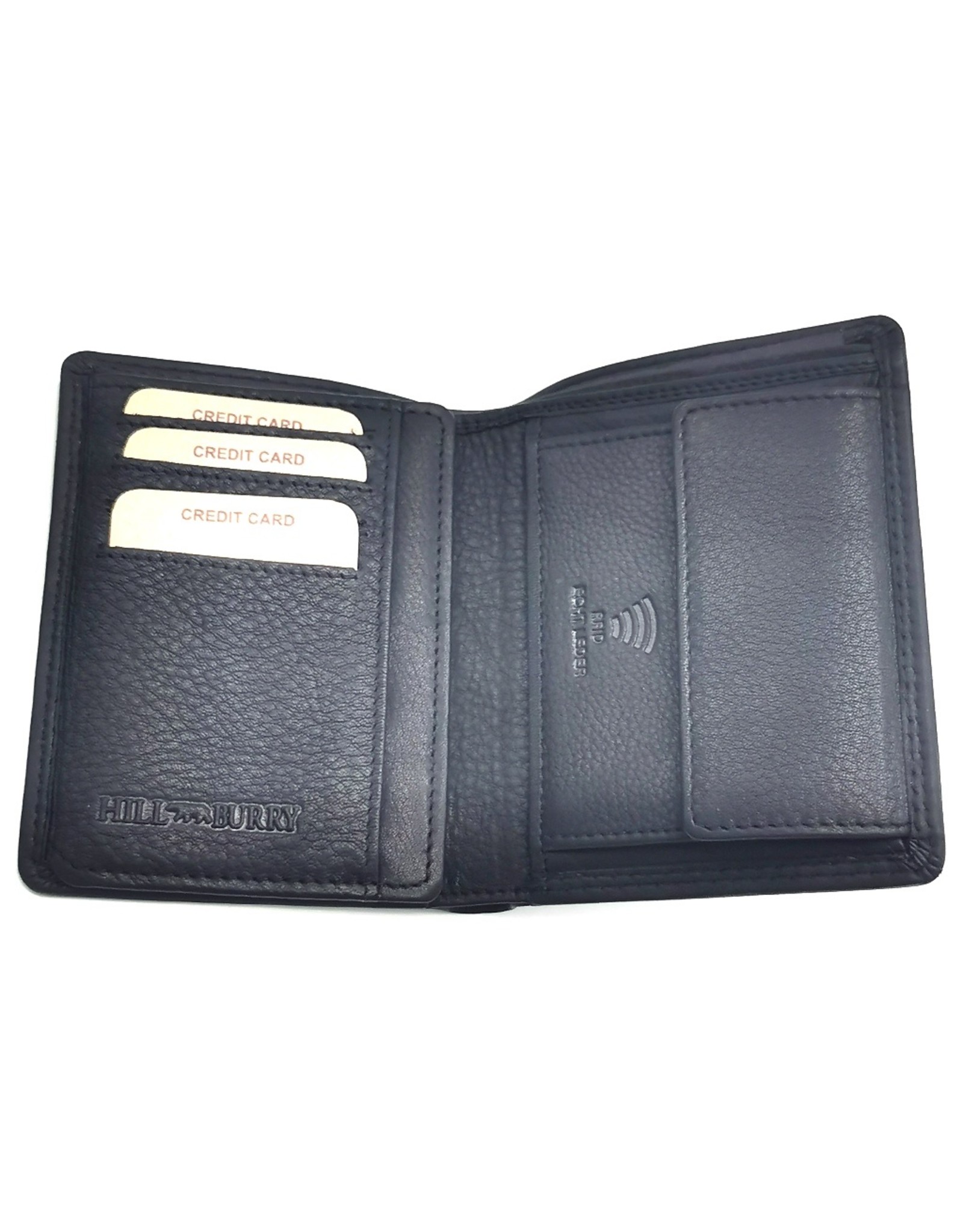 HillBurry Leather Wallets - HillBurry Leather wallet with embossed motorbike black