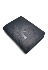 HillBurry Leather Wallets - HillBurry Leather wallet with embossed motorbike black