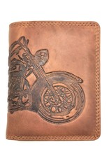 HillBurry Leather Wallets - HillBurry Leather wallet with embossed motorbike