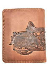 HillBurry Leather Wallets - HillBurry Leather wallet with embossed motorbike