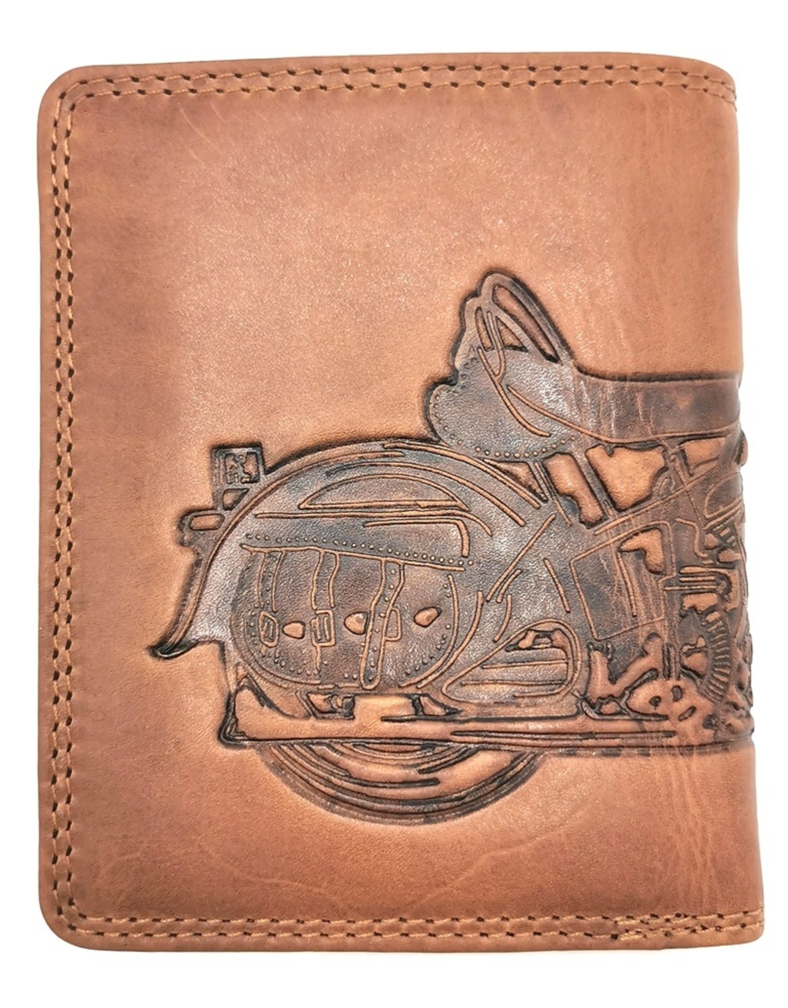 HillBurry Leather Wallets - HillBurry Leather wallet with embossed motorbike