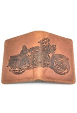 HillBurry Leather Wallets - HillBurry Leather wallet with embossed motorbike