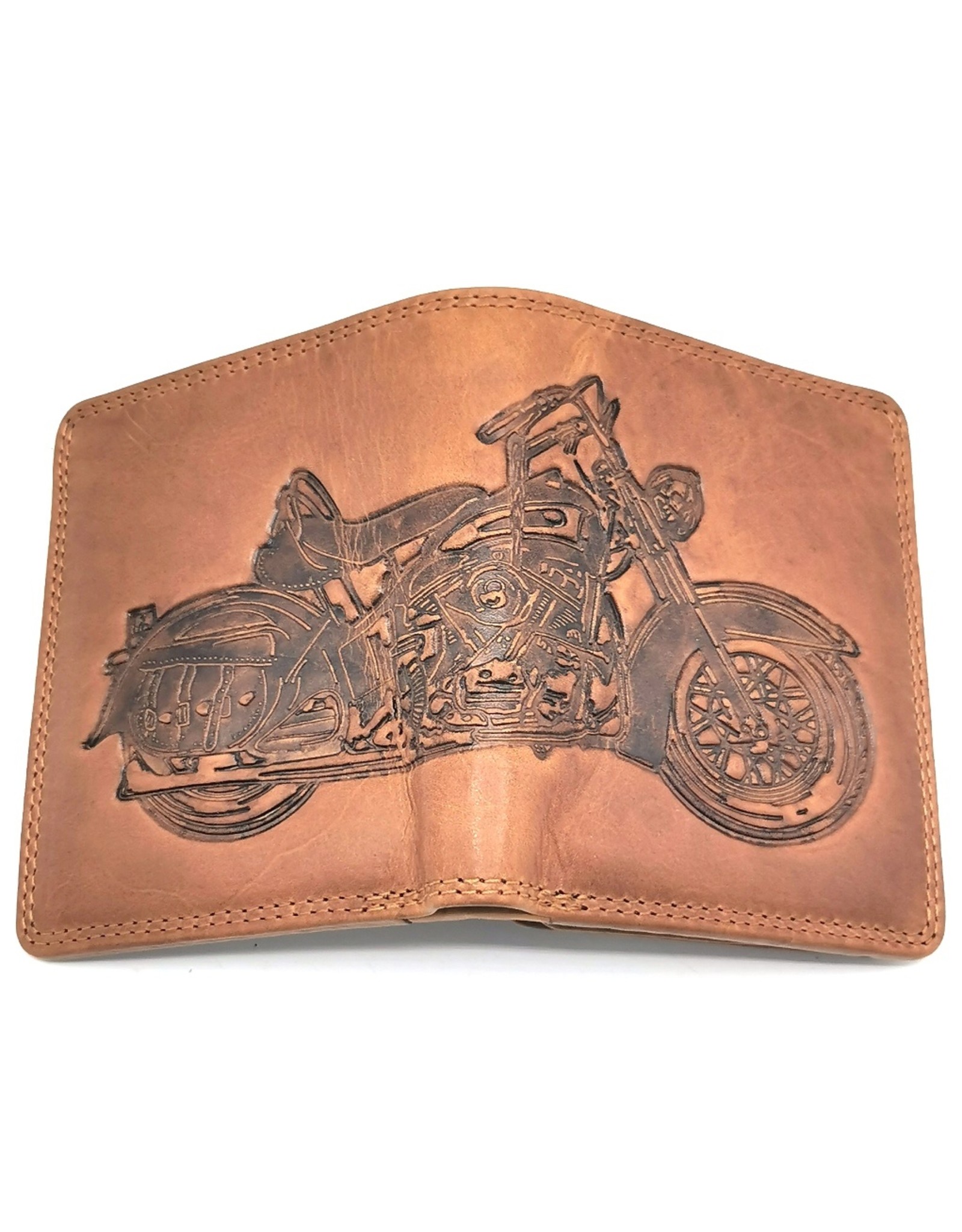 HillBurry Leather Wallets - HillBurry Leather wallet with embossed motorbike