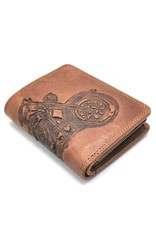 HillBurry Leather Wallets - HillBurry Leather wallet with embossed motorbike