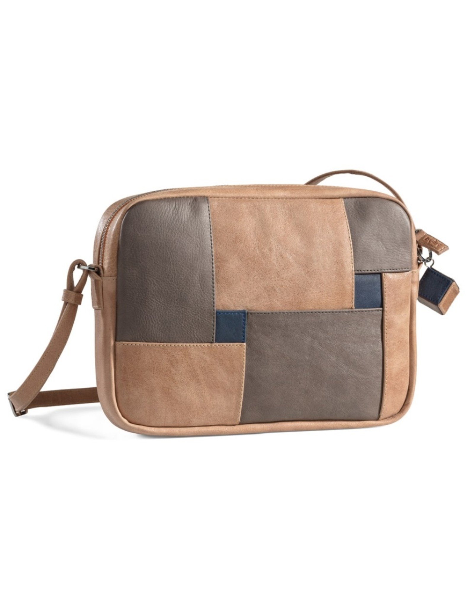 by-Lin Dutch Design Design bags and accessories - by-Lin Cubic handbag taupe-grey-blue-vintage leather