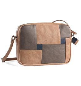 by-Lin Dutch Design by-Lin Cubic handtas taupe-grijs-blauw-vintage leder