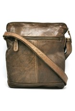 HillBurry Leren Schoudertassen Leren crossbody tassen - HillBurry Stoere Schoudertas Gewassen leer taupe