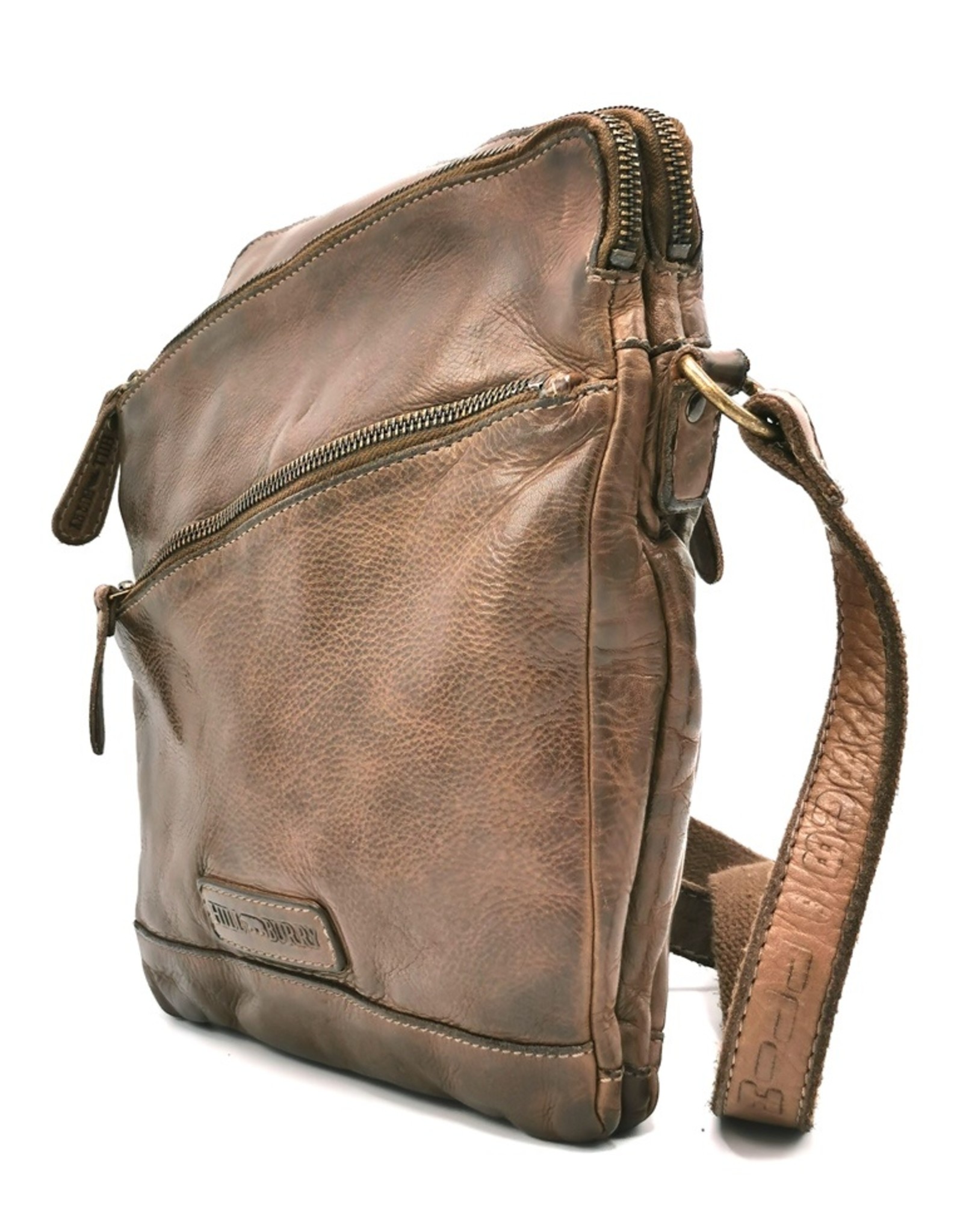 HillBurry Leren Schoudertassen Leren crossbody tassen - HillBurry Stoere Schoudertas Gewassen leer taupe