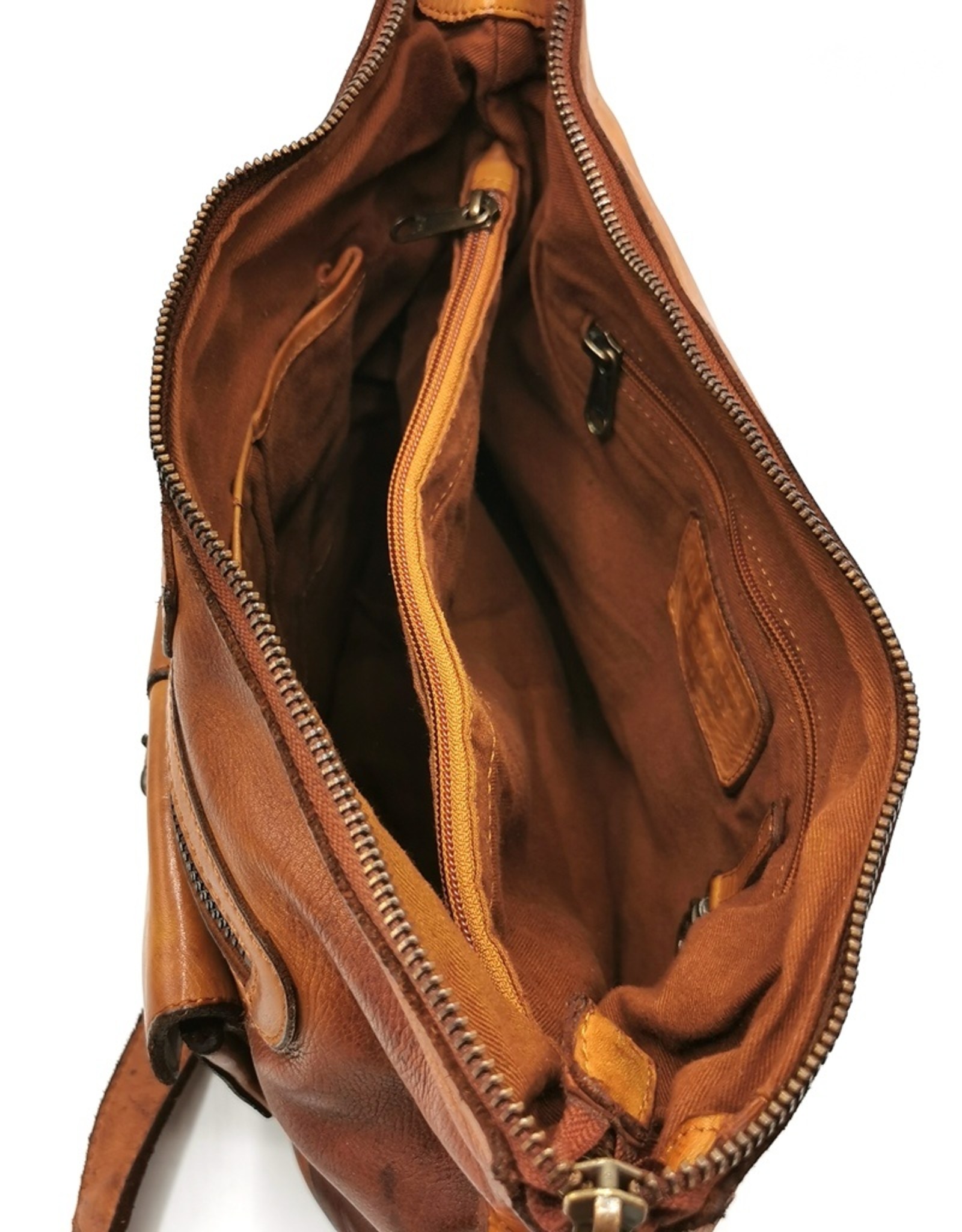 HillBurry Leather bags - Hillburry Shoulder Bag Washed Leather Tan (cognac)