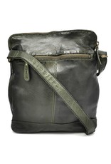 HillBurry Leren Schoudertassen Leren crossbody tassen - HillBurry Schoudertas Gewassen leer kaki