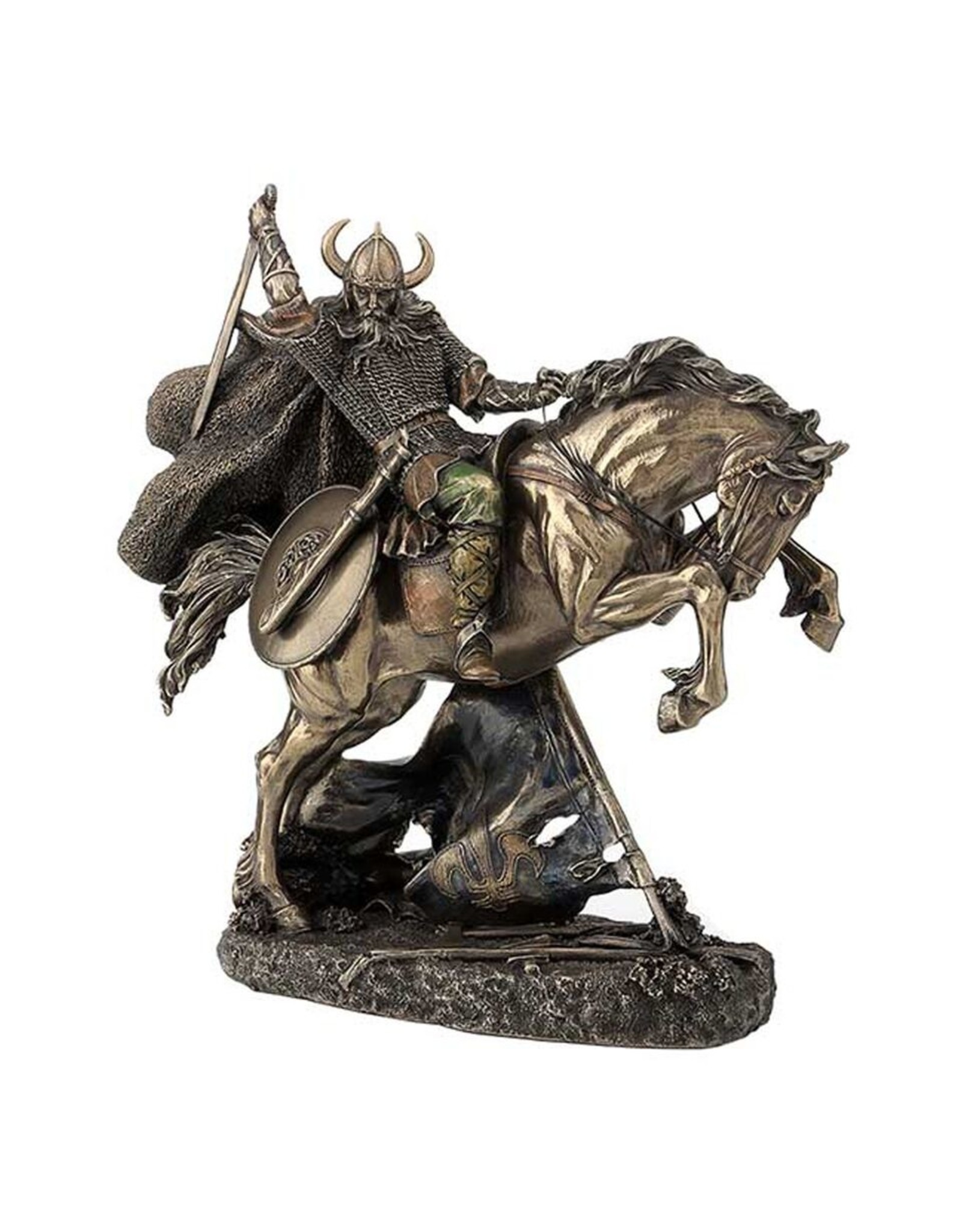 Veronese Design Giftware & Lifestyle - Viking with Sword on a Rearing Horse bronzed