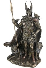 Veronese Design Giftware & Lifestyle - Odin Stand met Wolven en Kraaien gebronsd beeld 25cm