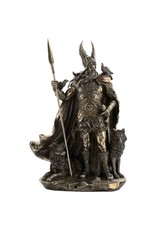 Veronese Design Giftware & Lifestyle - Odin Stand met Wolven en Kraaien gebronsd beeld 25cm