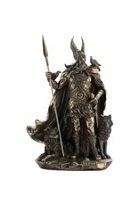 Veronese Design Giftware & Lifestyle - Odin Standing with Wolves and Crows bronzed statue 25cm