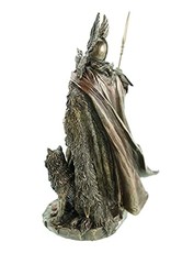 Veronese Design Giftware & Lifestyle - Odin Standing with Wolves and Crows bronzed statue 25cm