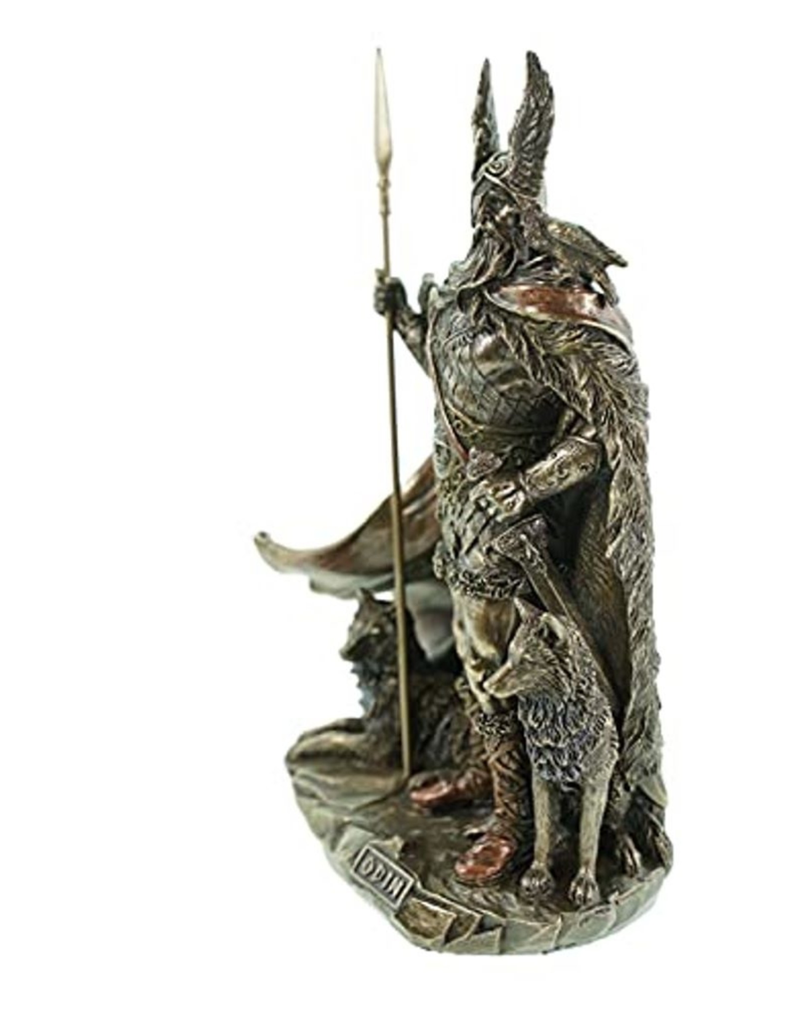 Veronese Design Giftware & Lifestyle - Odin Stand met Wolven en Kraaien gebronsd beeld 25cm