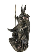 Veronese Design Giftware & Lifestyle - Odin Stand met Wolven en Kraaien gebronsd beeld 25cm