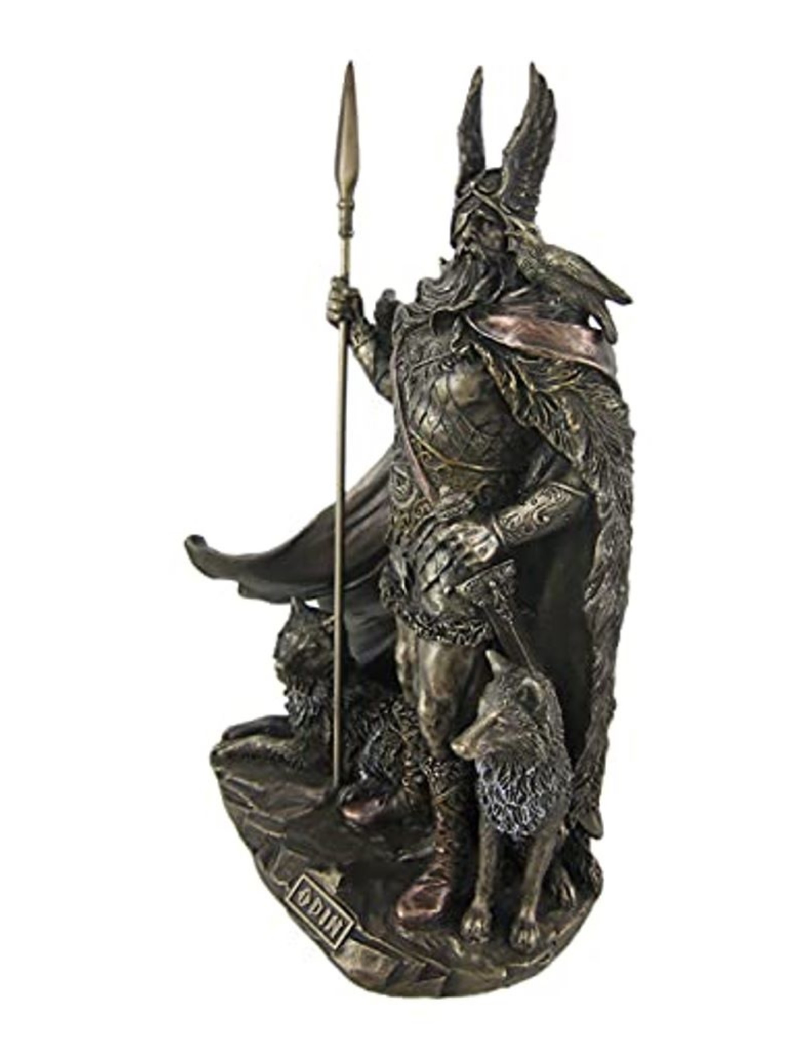Veronese Design Giftware & Lifestyle - Odin Standing with Wolves and Crows bronzed statue 25cm
