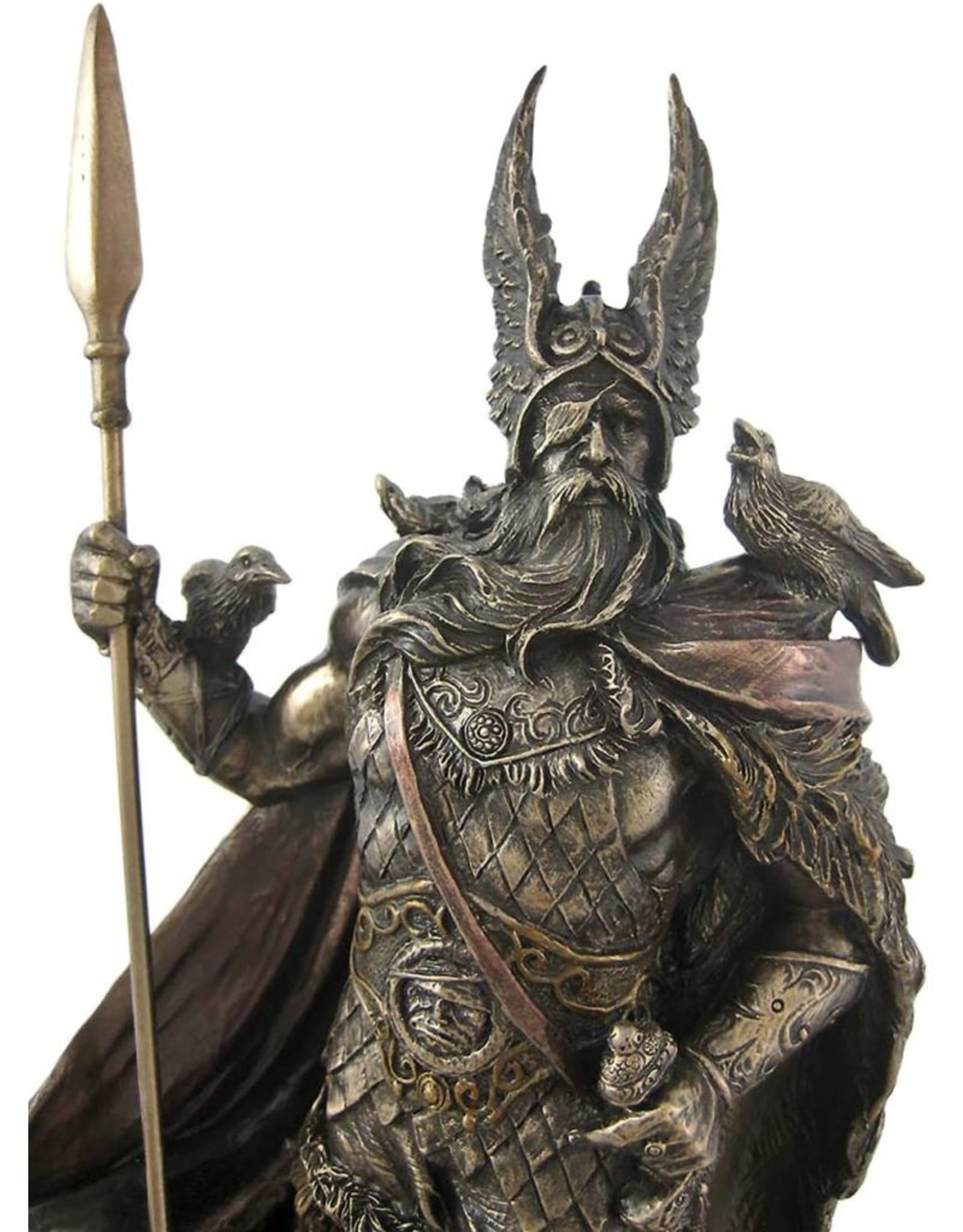 Veronese Design Giftware & Lifestyle - Odin Stand met Wolven en Kraaien gebronsd beeld 25cm