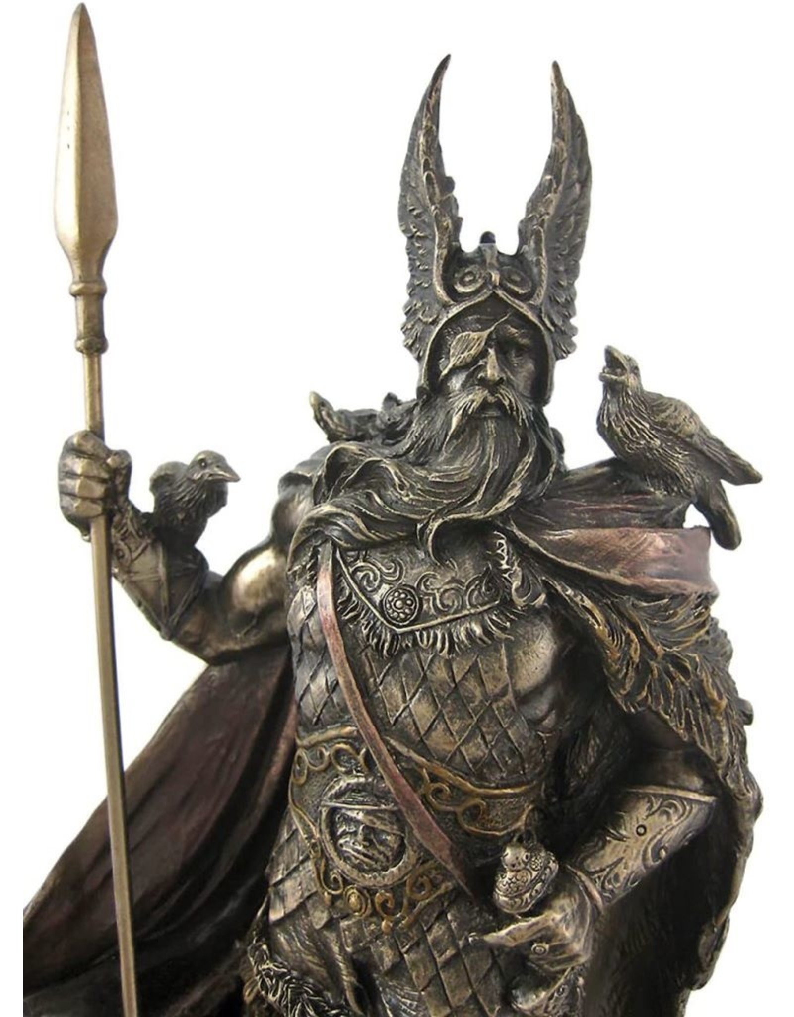 Veronese Design Giftware & Lifestyle - Odin Standing with Wolves and Crows bronzed statue 25cm