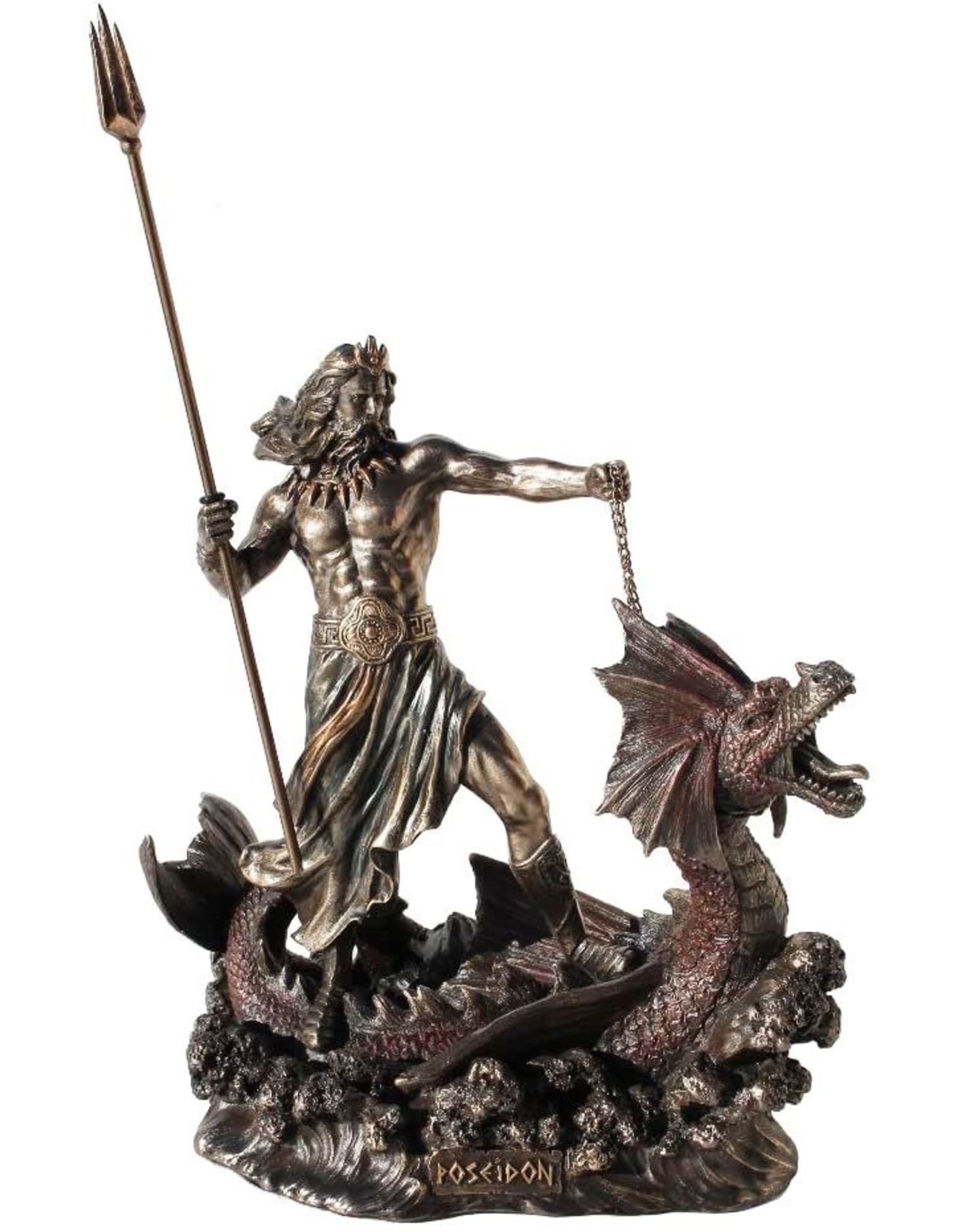 Veronese Design Giftware Beelden Collectables  - Poseidon met Drietand Stand op Hippocampus beeld