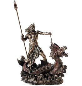 Veronese Design Poseidon with Trident Stand on Hippocampus Statue