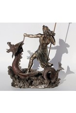 Veronese Design Giftware Figurines Collectables - Poseidon with Trident Stand on Hippocampus Statue