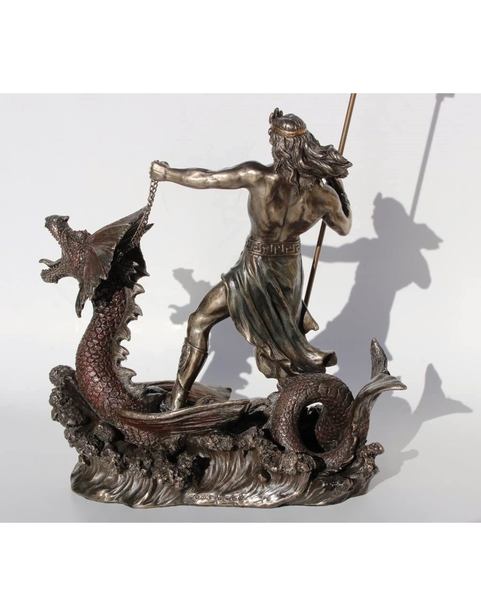 Veronese Design Giftware Figurines Collectables - Poseidon with Trident Stand on Hippocampus Statue