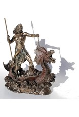 Veronese Design Giftware Figurines Collectables - Poseidon with Trident Stand on Hippocampus Statue