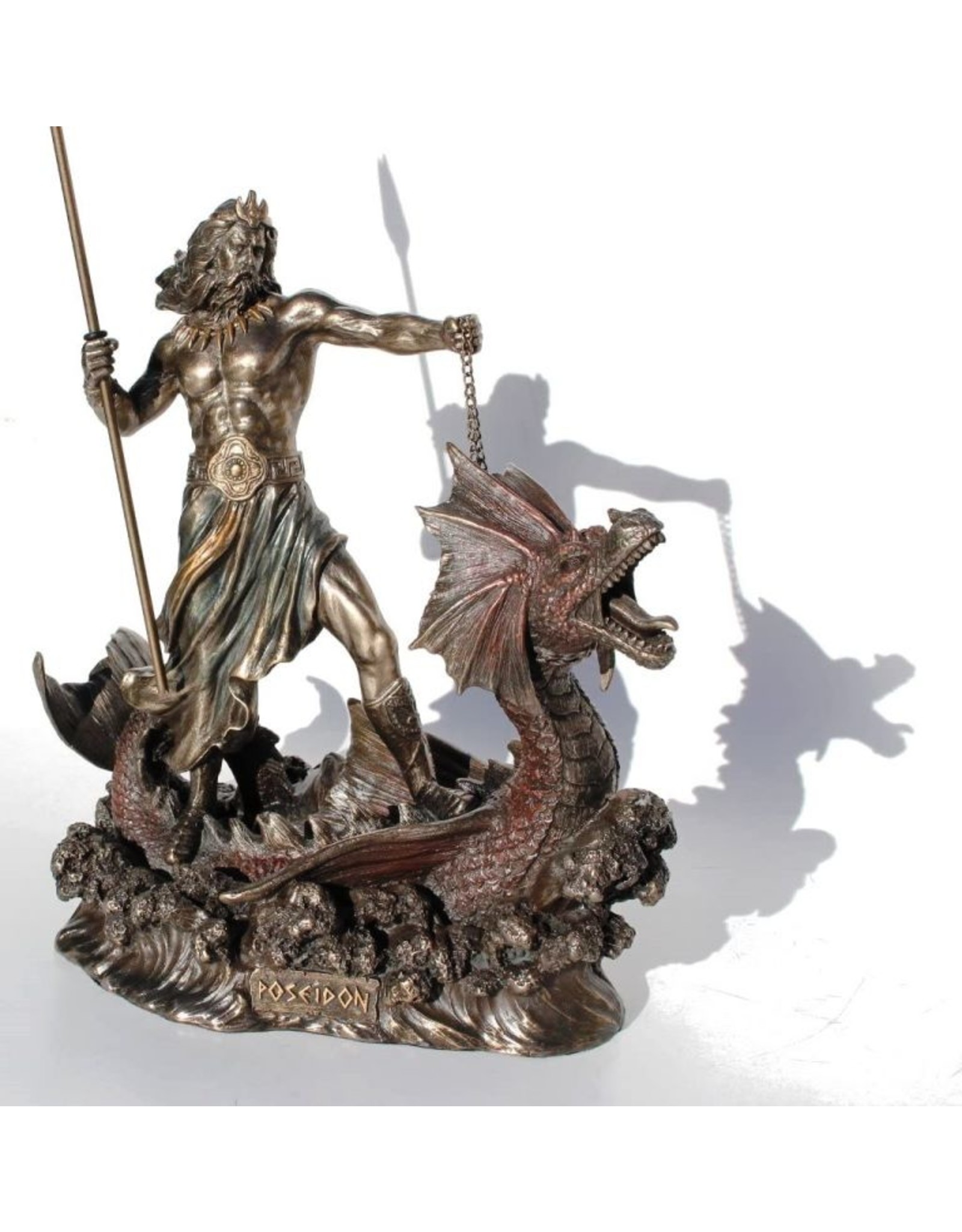 Veronese Design Giftware Figurines Collectables - Poseidon with Trident Stand on Hippocampus Statue