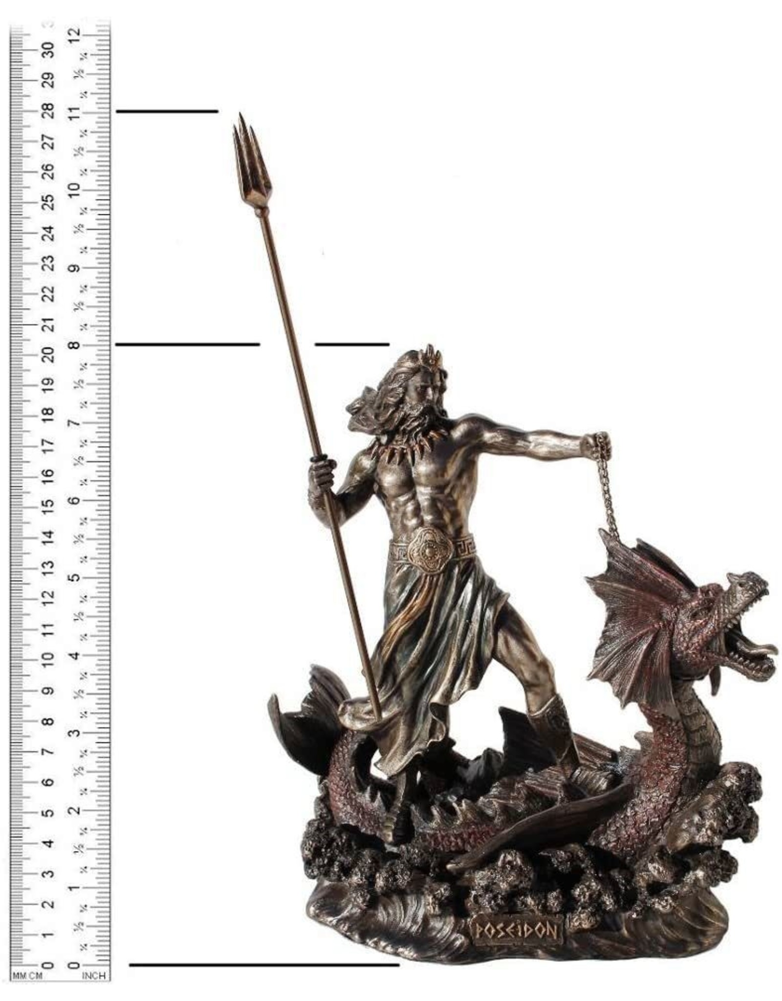 Veronese Design Giftware Figurines Collectables - Poseidon with Trident Stand on Hippocampus Statue