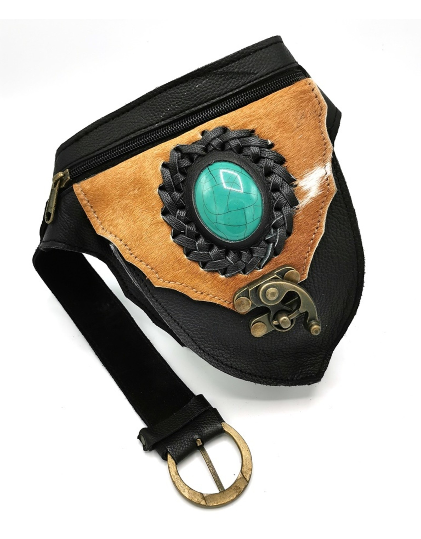 Trukado Leather Festival bags, waist bags and belt bags - Leather waist bag with cowhide (black)