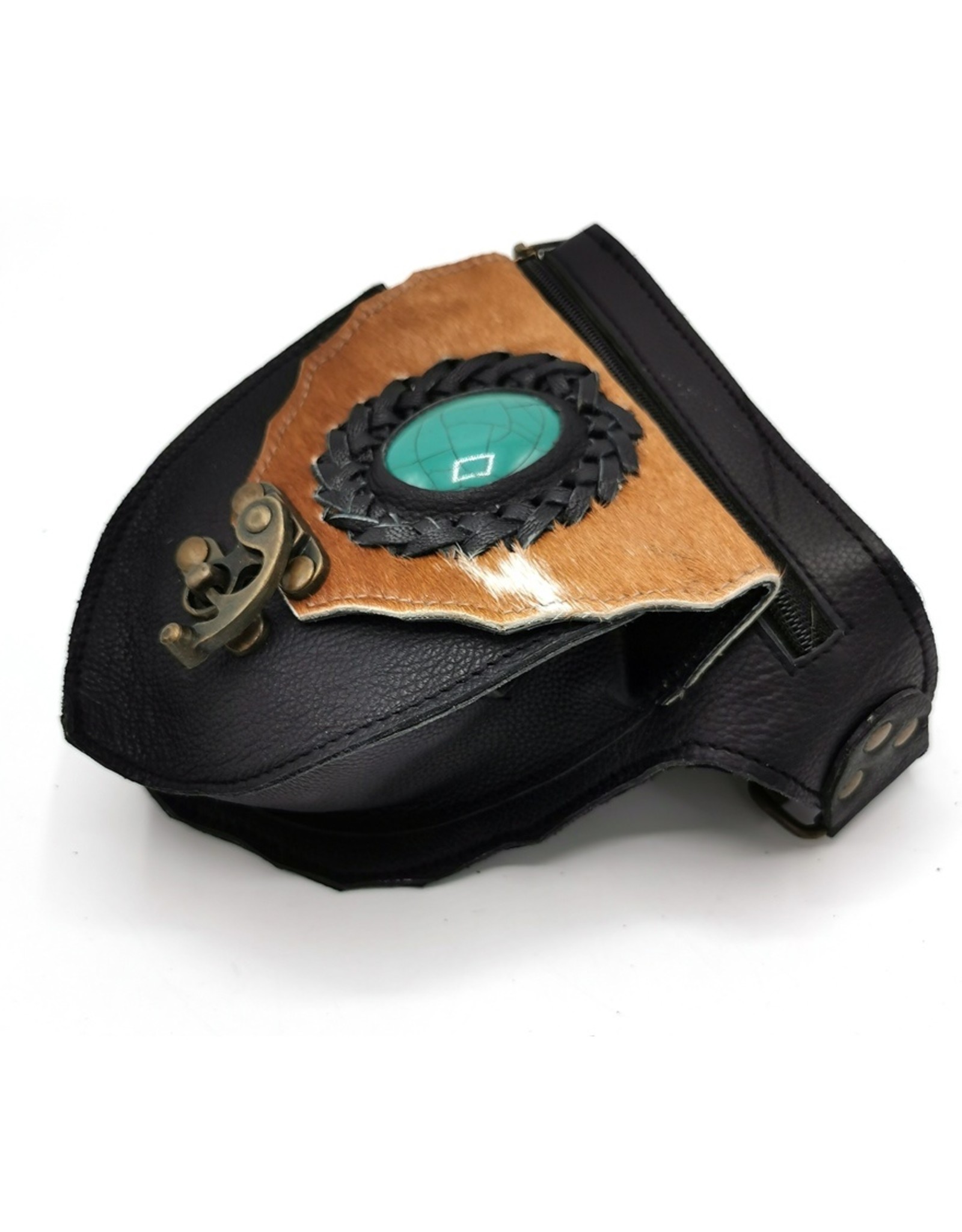 Trukado Leather Festival bags, waist bags and belt bags - Leather waist bag with cowhide (black)