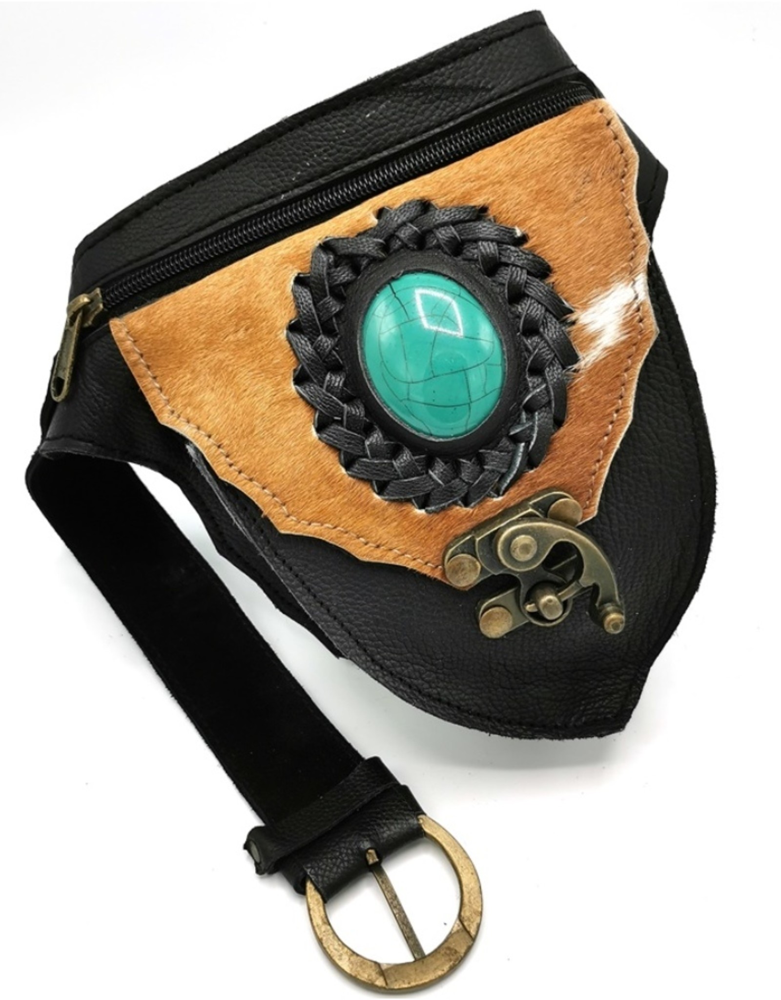 Trukado Leather Festival bags, waist bags and belt bags - Leather waist bag with cowhide (black)