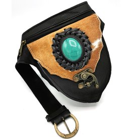 Trukado Leather waist bag with cowhide (black)