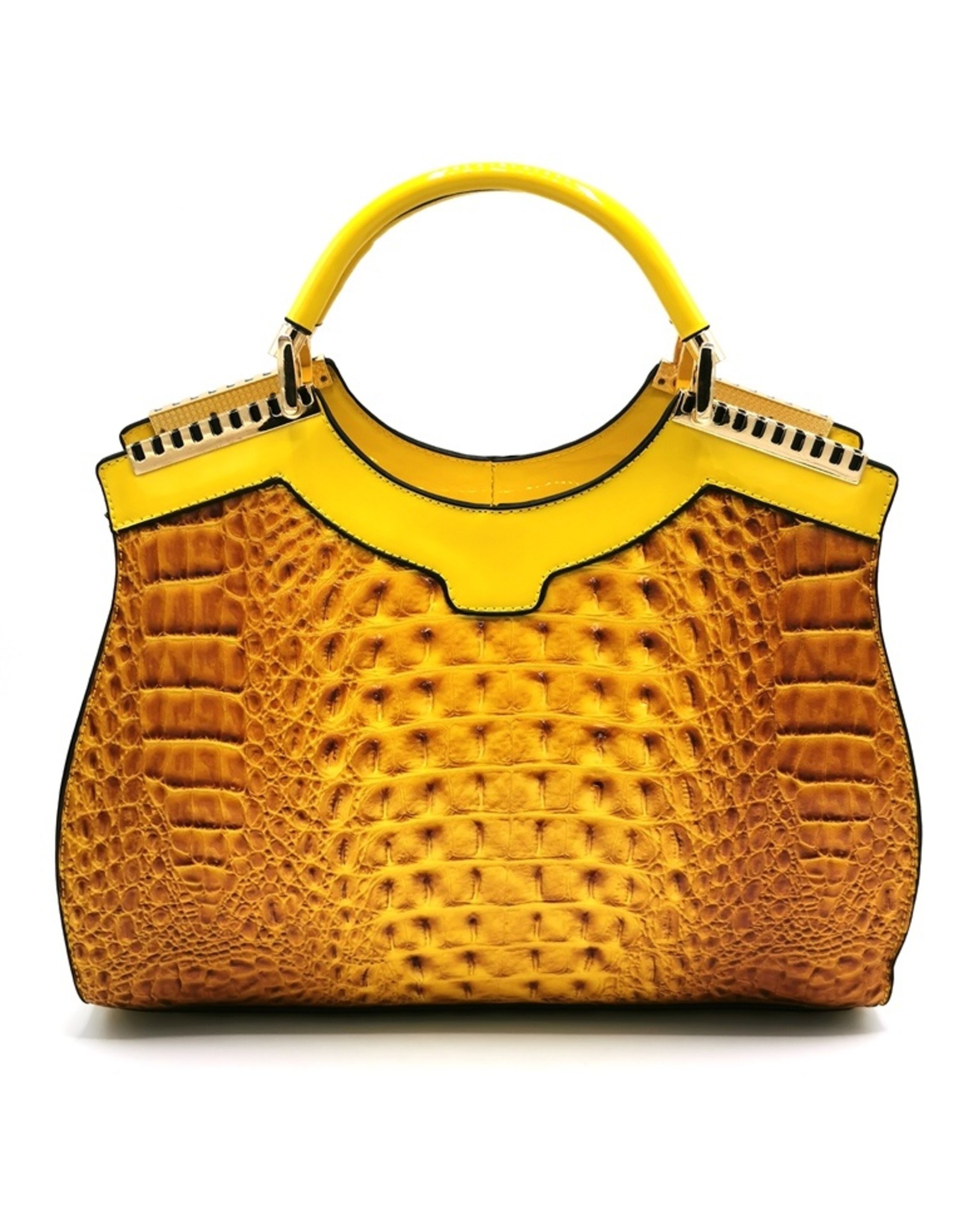 Modieuze Handtas Croco Lak Geel Boutique Trukado Boutique Trukado