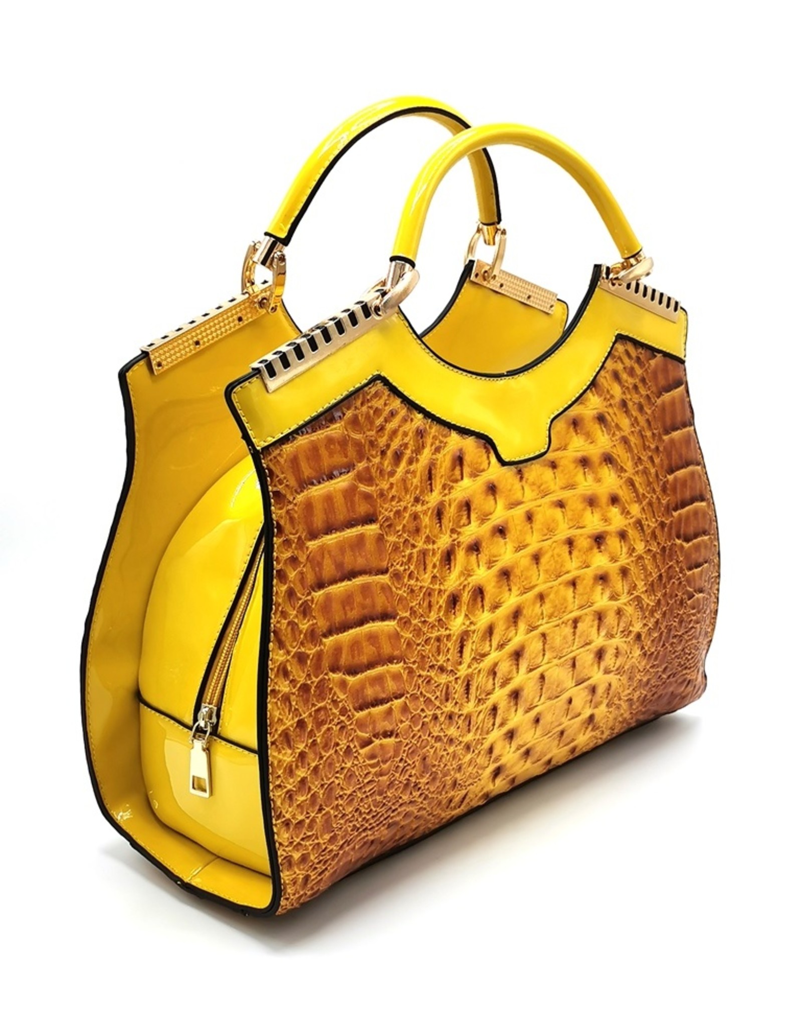 Angelo Fashion bags - Fashionable handbag Croco lacquer yellow